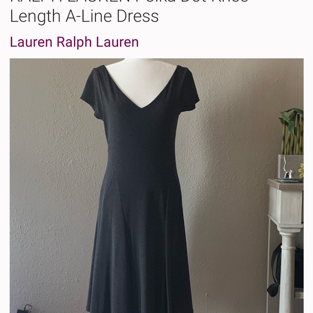 Ralph Lauren Black Polka Dot Midi Dress